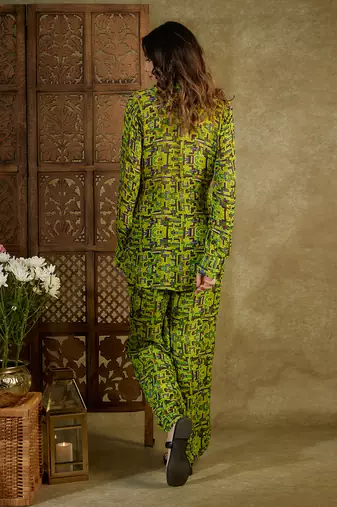 Green printed co ord set
