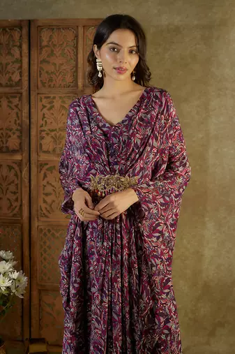 Purple printed kaftan