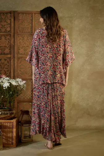 Ivory prtinted kaftan set