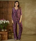 Purple printed kaftan set