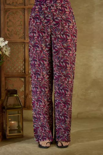 Purple printed kaftan set