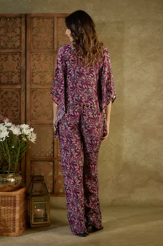 Purple printed kaftan set