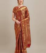 Serona fabrics women's banarasi cotton silk golden zari weaving work saree with blouse
