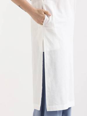White Solid A-Line Rayon kurta 9
