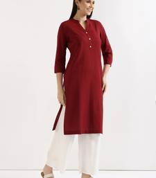 Maroon Solid A-Line Rayon Kurta