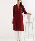 Maroon Solid A-Line Rayon Kurta
