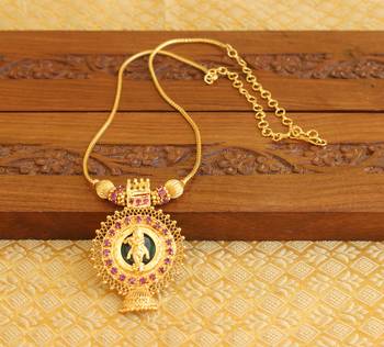 Kerala style gold plated palakka krishna necklace 1
