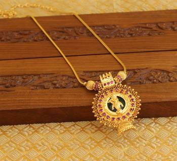 Kerala style gold plated palakka krishna necklace 2
