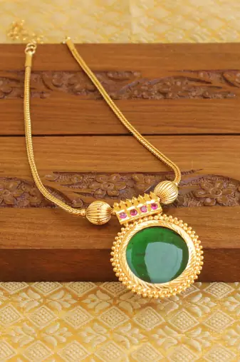 Kerala style gold plated palakka necklace