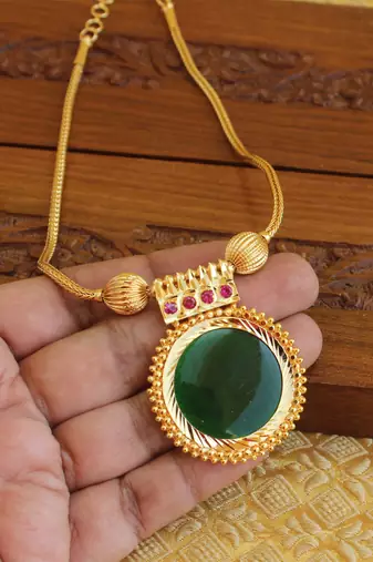 Kerala style gold plated palakka necklace