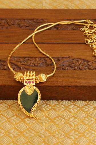 Kerala style gold plated palakka mango necklace