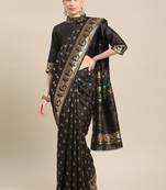 Serona fabrics women's banarasi silk jacquard zari weaving golden printed saree with blouse