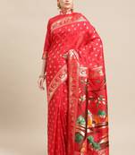 Serona fabrics women's banarasi silk jacquard zari weaving golden printed saree with blouse