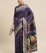 Serona fabrics women's banarasi silk jacquard zari weaving golden printed saree with blouse