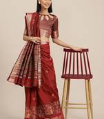 Serona fabrics soft cotton silk colourful thread embroidery work saree blouse