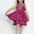 Burgundy Printed Silk Fit And Flare Dress