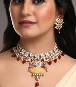 Moissanite & ruby necklace set