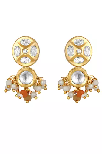 Coral & kundan polki haar set