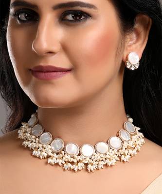 Mother of pearl & shell pearls necklace set 1