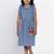 Blue Solid Cotton Fit And Flare Dress