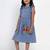 Blue Solid Cotton Fit And Flare Dress