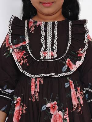 Black Printed Crepe Fit And Flare Dress 4