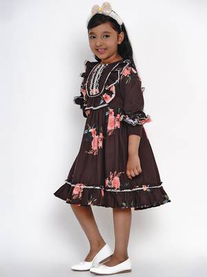 Black Printed Crepe Fit And Flare Dress 5
