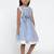 Blue Striped Cotton Fit & Flare Dress