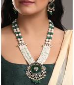Green onyx & pearls necklace set