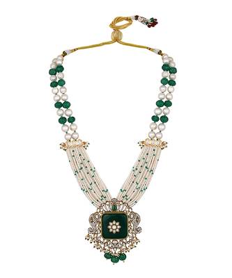 Green onyx & pearls necklace set 3
