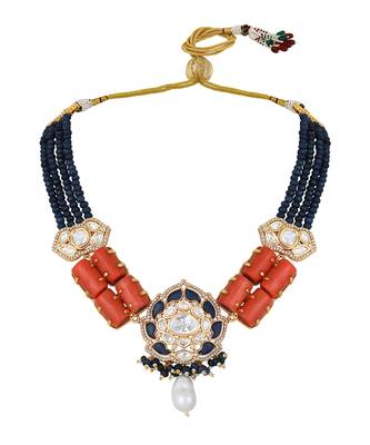 Blue topaz beads & corals necklace set 3