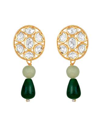 Green beads & moissanite polki choker set 4