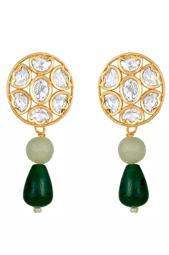 Green beads & moissanite polki choker set