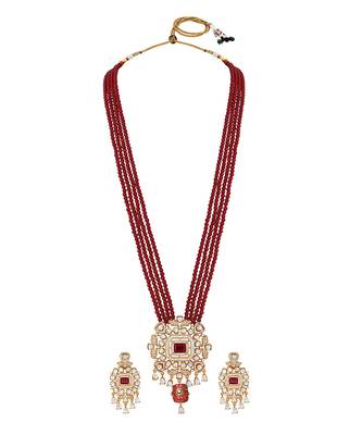 Red agate & polki malla set 2