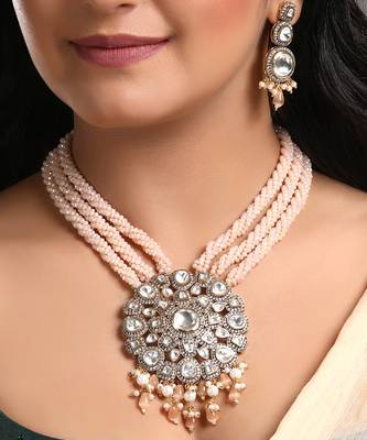 Champagne agate & polki necklace set 1