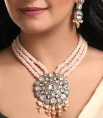 Champagne agate & polki necklace set