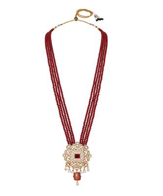 Red agate & polki malla set 3