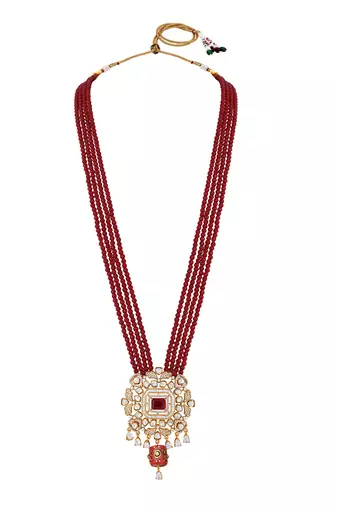 Red agate & polki malla set
