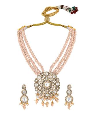 Champagne agate & polki necklace set 2
