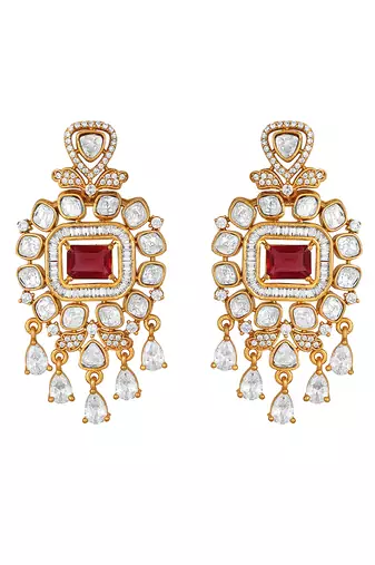 Red agate & polki malla set