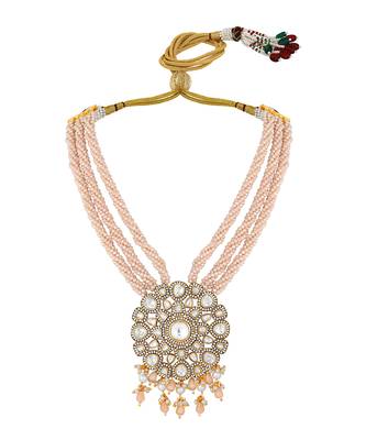 Champagne agate & polki necklace set 3