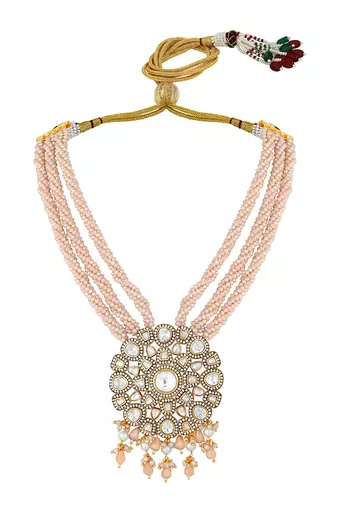 Champagne agate & polki necklace set
