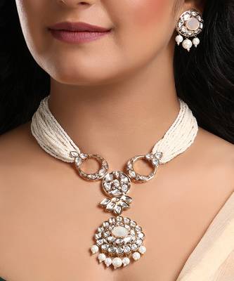Mother of pearl & polki necklace set 1