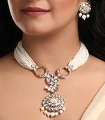 Mother of pearl & polki necklace set