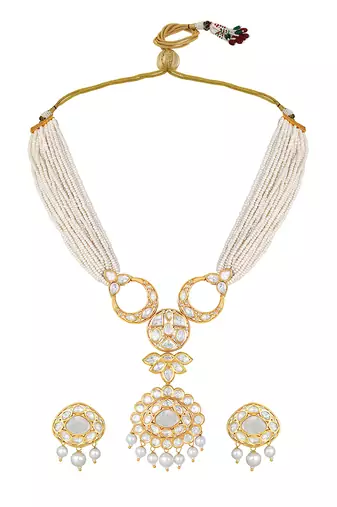 Mother of pearl & polki necklace set