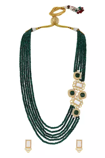 Emerald & polki malla set