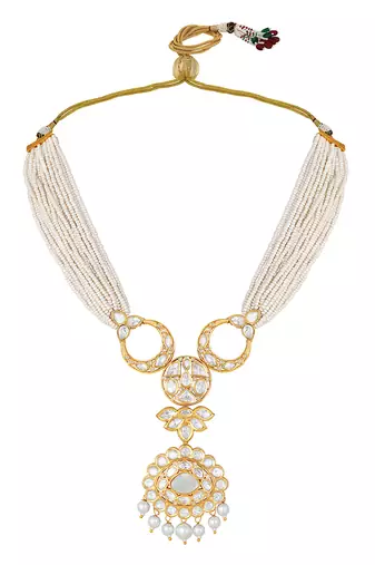 Mother of pearl & polki necklace set