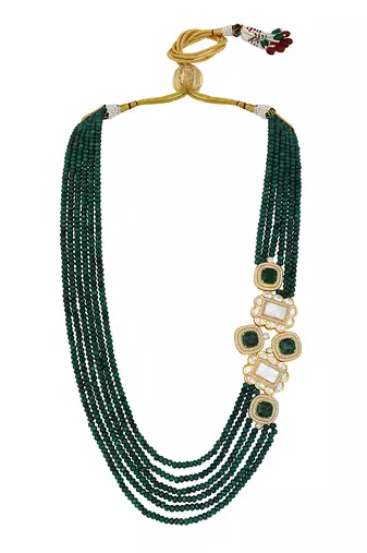 Emerald & polki malla set