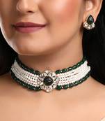 Green onyx & pearl choker set