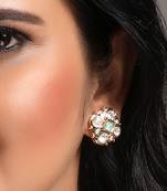 Mint agate & polki studs